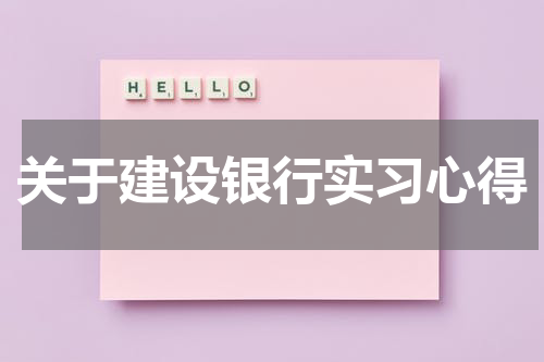 关于建设银行实习心得