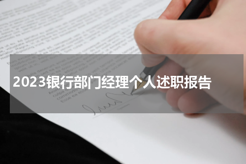 2023银行部门经理个人述职报告