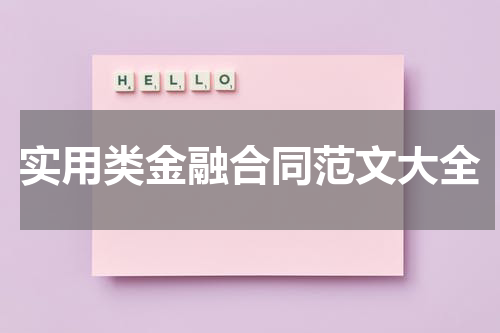 实用类金融合同范文大全