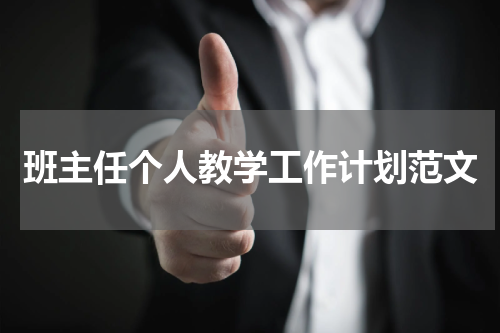 班主任个人教学工作计划范文