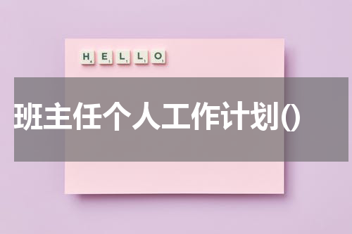 班主任个人工作计划()