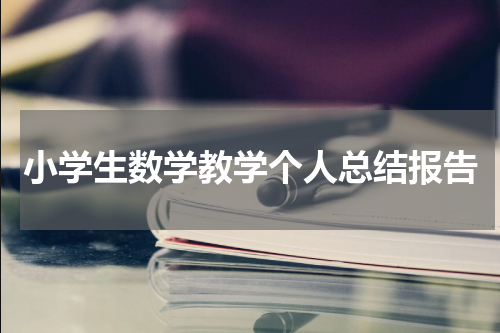 小学生数学教学个人总结报告