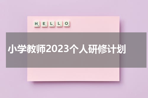 小学教师2023个人研修计划
