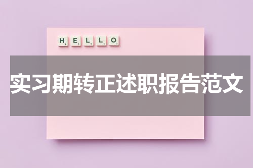 实习期转正述职报告范文