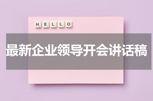 最新企业领导开会讲话稿