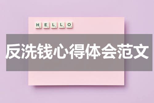 反洗钱心得体会范文