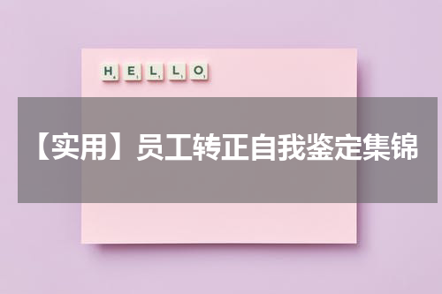 【实用】员工转正自我鉴定集锦