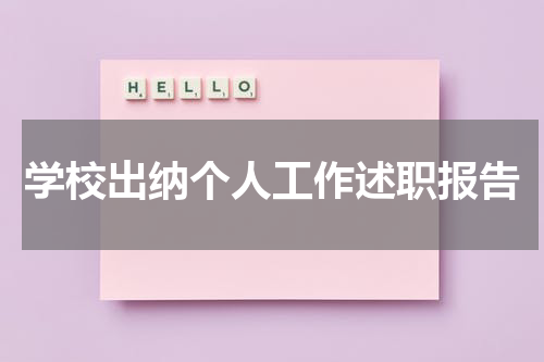 学校出纳个人工作述职报告