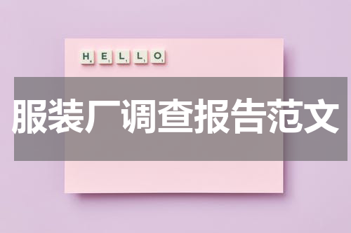 服装厂调查报告范文