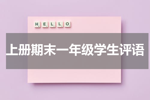 上册期末一年级学生评语