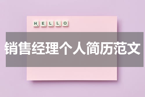 销售经理个人简历范文
