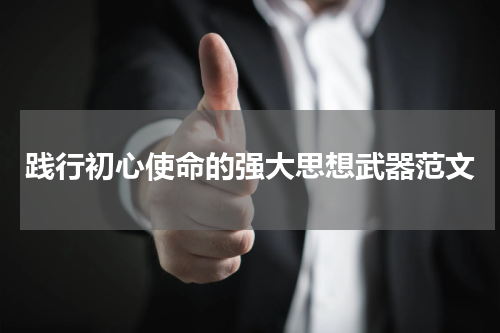 践行初心使命的强大思想武器范文