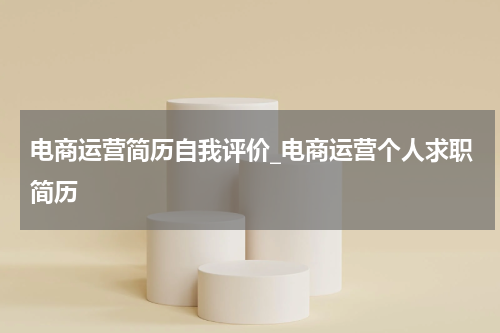 电商运营简历自我评价_电商运营个人求职简历