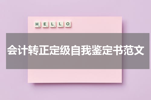会计转正定级自我鉴定书范文