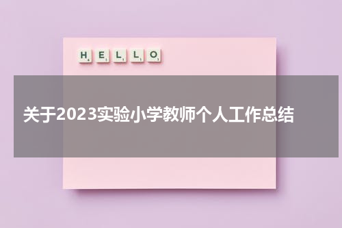 关于2023实验小学教师个人工作总结
