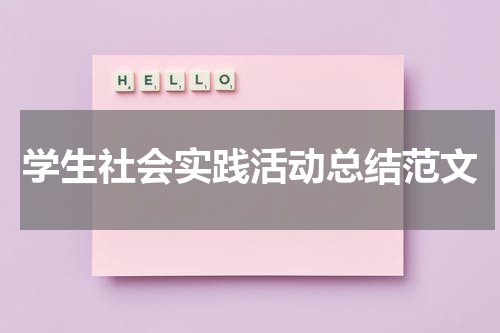 学生社会实践活动总结范文