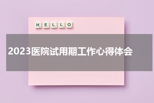 2023医院试用期工作心得体会