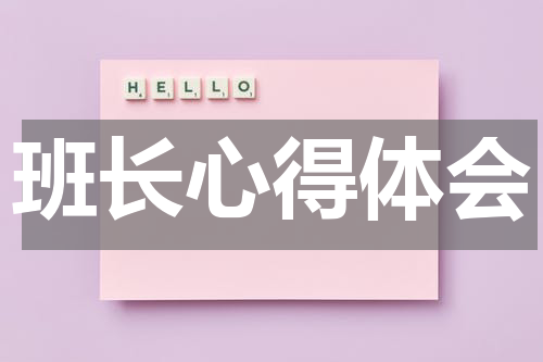班长心得体会
