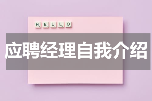 应聘经理自我介绍