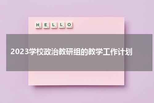 2023学校政治教研组的教学工作计划