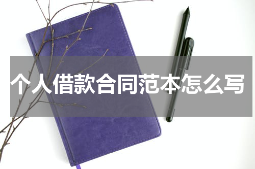 个人借款合同范本怎么写