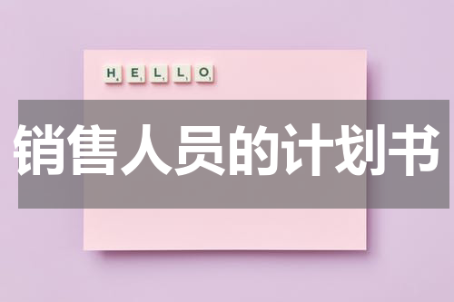销售人员的计划书