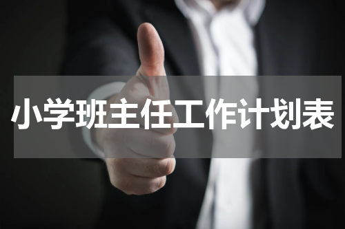 小学班主任工作计划表