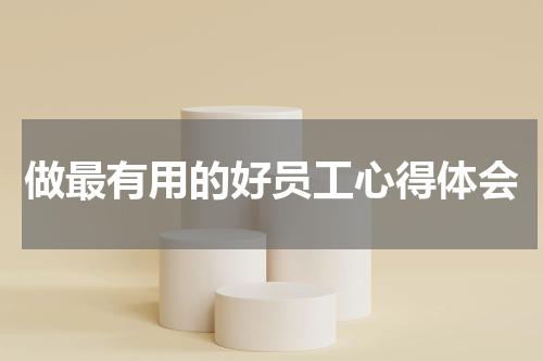 做最有用的好员工心得体会