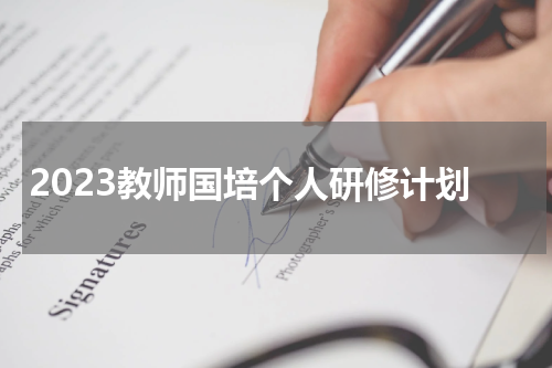2023教师国培个人研修计划