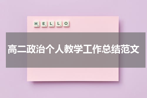 高二政治个人教学工作总结范文