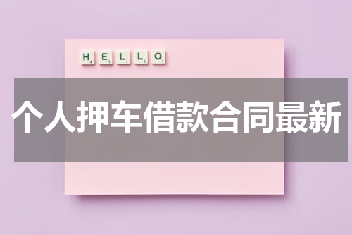 个人押车借款合同最新