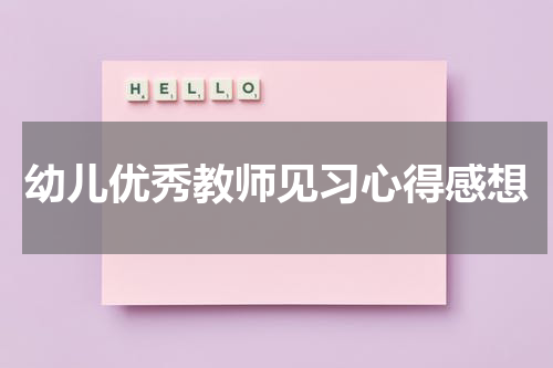 幼儿优秀教师见习心得感想