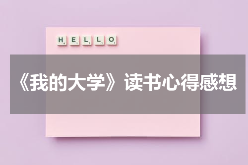 《我的大学》读书心得感想