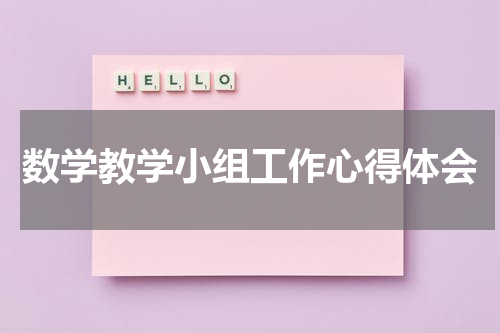 数学教学小组工作心得体会