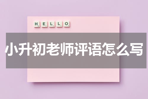 小升初老师评语怎么写