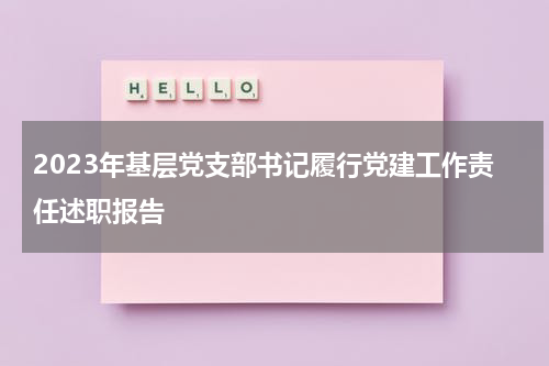 2023年基层党支部书记履行党建工作责任述职报告