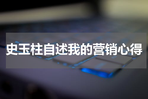 史玉柱自述我的营销心得