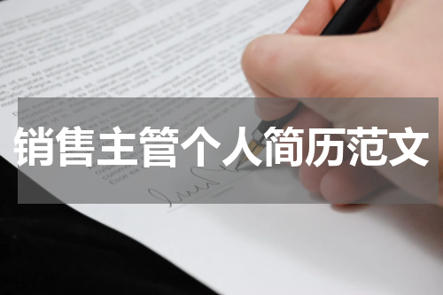 销售主管个人简历范文