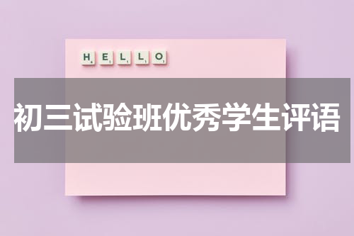 初三试验班优秀学生评语