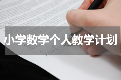 小学数学个人教学计划
