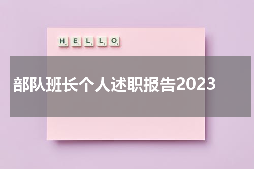 部队班长个人述职报告2023