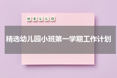 精选幼儿园小班第一学期工作计划