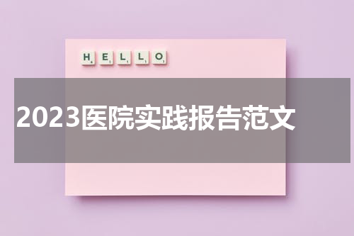 2023医院实践报告范文
