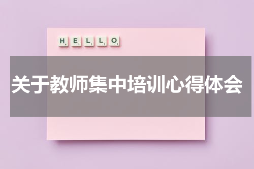 关于教师集中培训心得体会