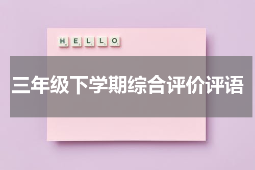 三年级下学期综合评价评语
