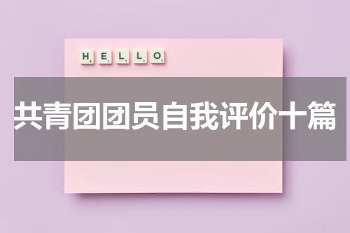 共青团团员自我评价十篇