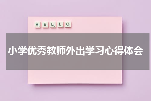 小学优秀教师外出学习心得体会