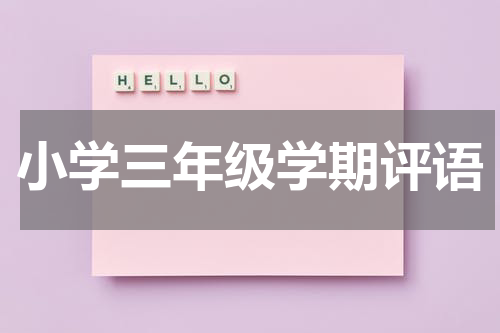 小学三年级学期评语