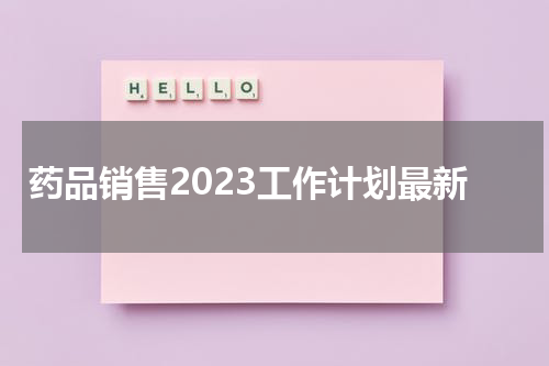 药品销售2023工作计划最新