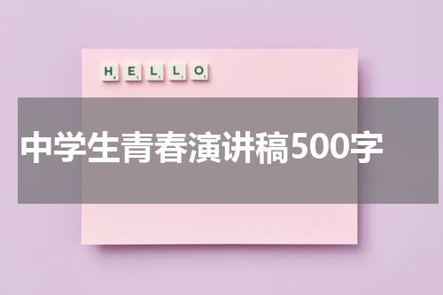 中学生青春演讲稿500字